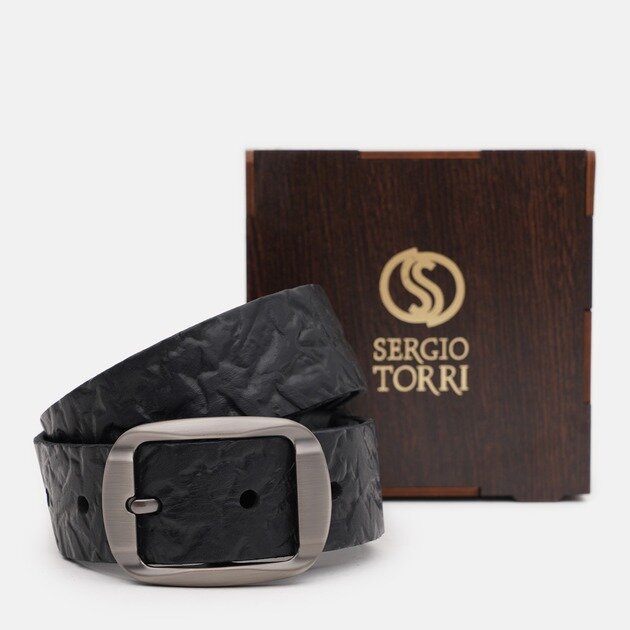 Ремень кожаный Буйвол  Sergio Torri 20-042 чор/жата/1 105-135 см Черный